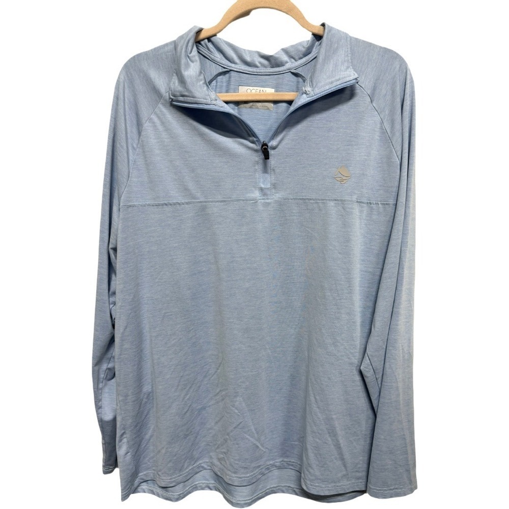 Ocean Coast Men's XL Blue Performance 1/4 Zip Pullover Lightweight Stretch Shirt